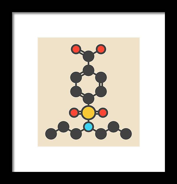 Probenecid Framed Print featuring the photograph Probenecid Gout Drug Molecule by Molekuul