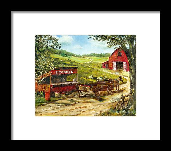 Produce Stand Framed Print featuring the painting Produce Stand by Lee Piper