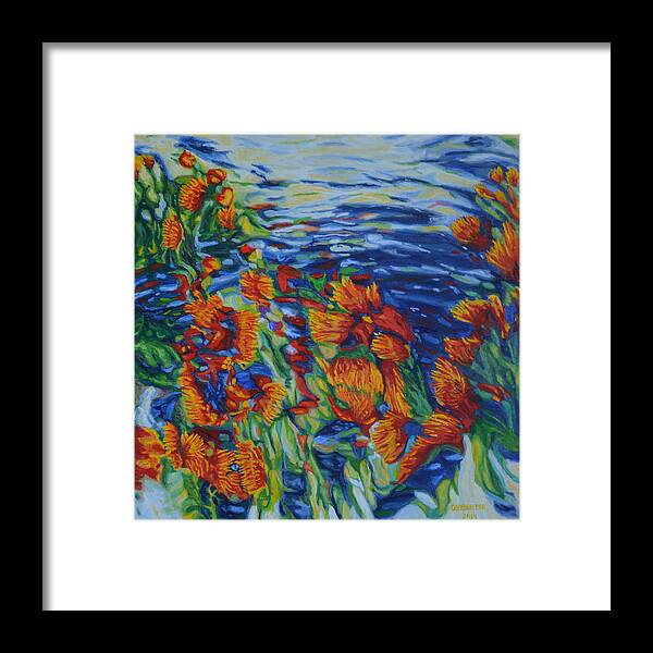  Flowers Framed Print featuring the painting Protea Flowers by Enrique Ojembarrena