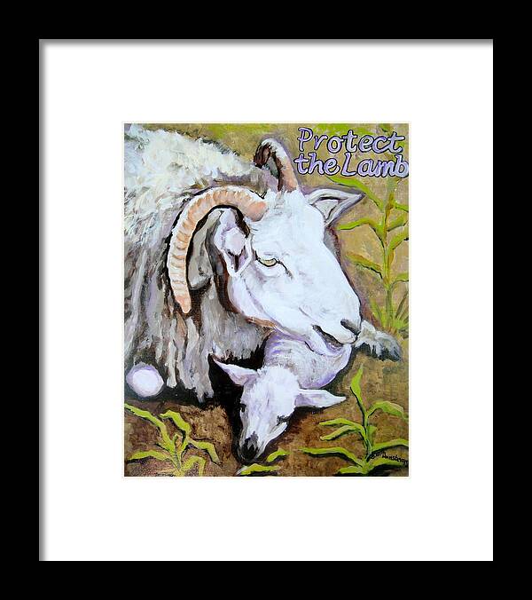 Lamb Framed Print featuring the painting Protect the Lamb by Edith Hunsberger