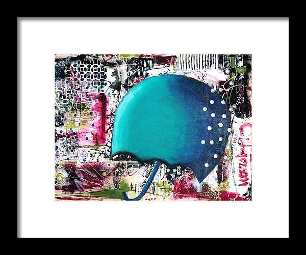 Umbrella Framed Print featuring the mixed media Protected by Carrie Todd