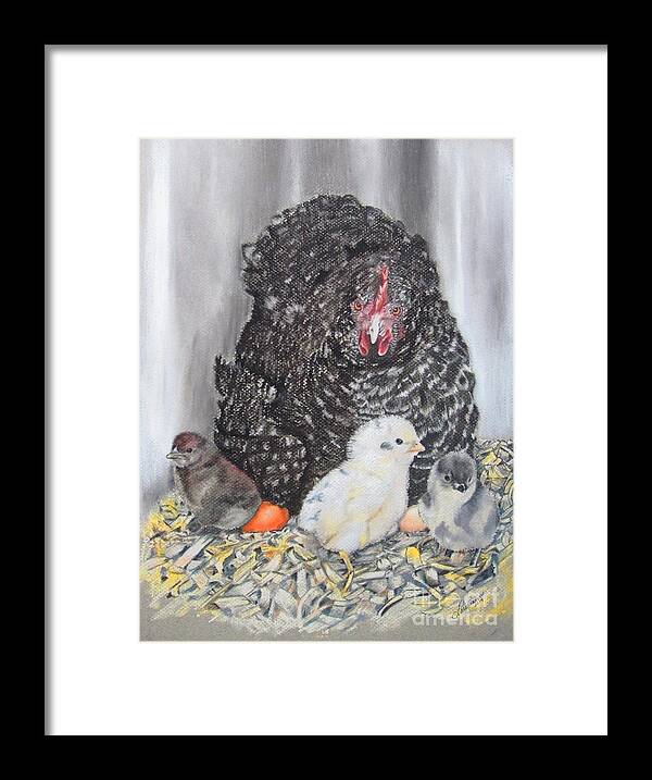 Chicken Framed Print featuring the painting Protective Mom by Laurianna Taylor