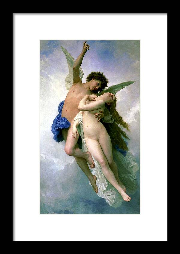 William Adolphe Bourguereau Framed Print featuring the painting Psyche et LAmour by William Adolphe Bouguereau
