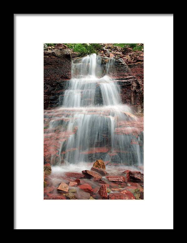 Glacier National Park Framed Print featuring the photograph Ptarmigan Trail Waterfall No.4 by Daniel Woodrum
