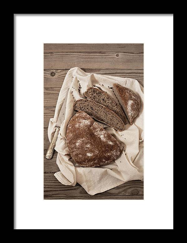 Belluno Framed Print featuring the photograph Puccia Rye Bread With Cumin Seeds by One Girl In The Kitchen