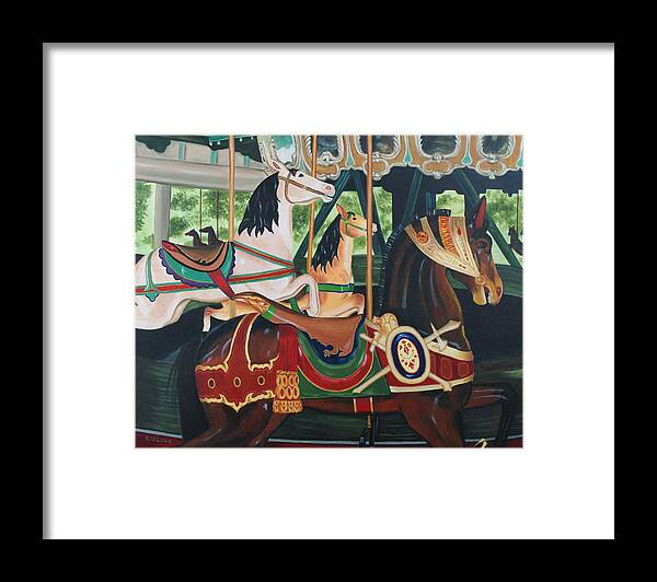 Carousel Framed Print featuring the painting Pullen Park Carousel by Jill Ciccone Pike