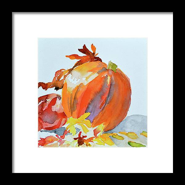 Pumpkin And Pomegranate Framed Print featuring the painting Pumpkin and Pomegranate by Beverley Harper Tinsley