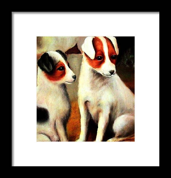 Dogs Framed Print featuring the painting Puppy Love 2 by Hazel Holland