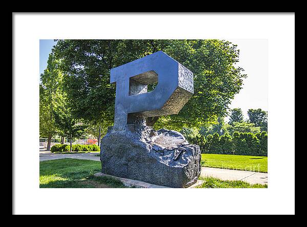 Purdue University Block P Project Statue Framed Print featuring the photograph Purdue University Block P Project Statue by David Haskett II