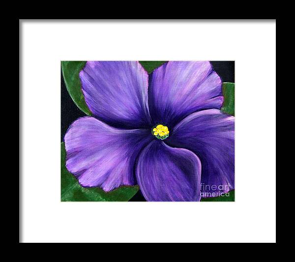 Barbara Griffin Framed Print featuring the painting Purple African Violet by Barbara A Griffin