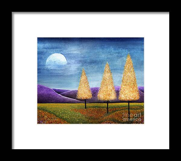 Tree Framed Print featuring the painting Purple Hills by Lee Owenby