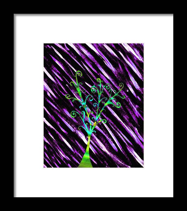 Tree Framed Print featuring the digital art Purple Rain by Josephine Ring