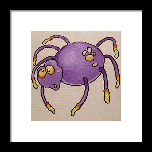 Spider Framed Print featuring the painting Purple spider by Anne Gardner