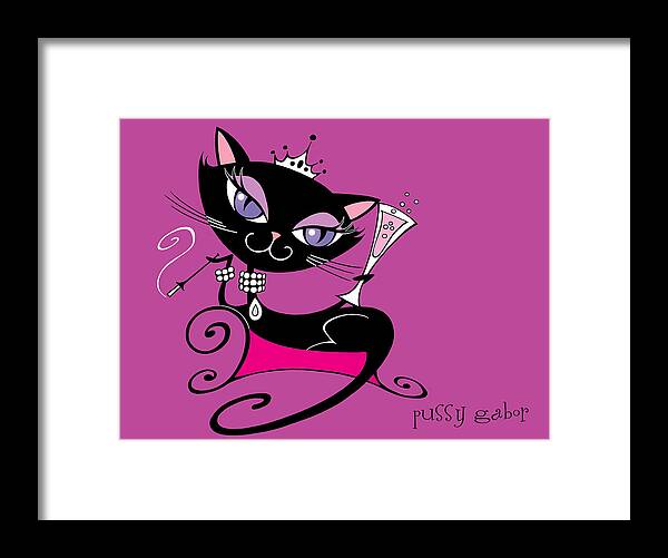 Cat Framed Print featuring the digital art Pussy Gabor by Steven Stines