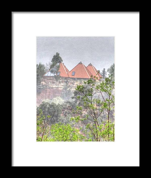 Three Framed Print featuring the photograph Pyramid Houses Japanese Print Effect by Lanita Williams