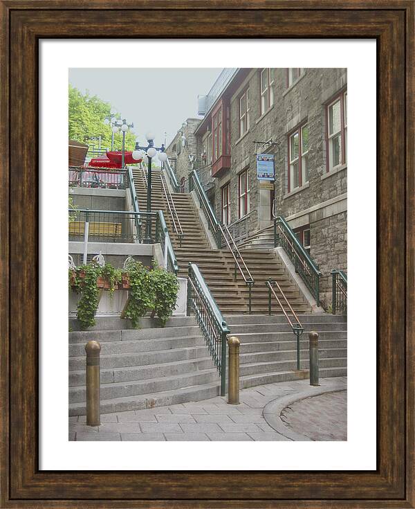 quaint  street scene  photograph THE BREAKNECK STAIRS of QUEBEC CITY   by Ann Powell