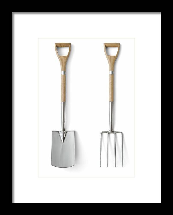 White Background Framed Print featuring the photograph Quality Garden Tools by Markswallow