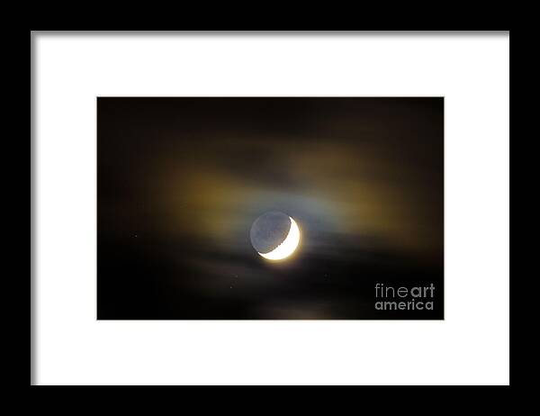 Moon Framed Print featuring the photograph Quarter Moon by Judy Wolinsky