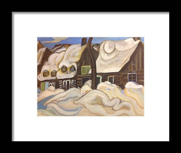 Abstract Winter Framed Print featuring the painting Quebec in Winter by Heather Lovat-Fraser