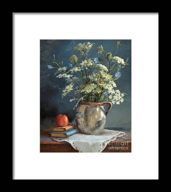 Flower Framed Print featuring the painting Queen Anne's Lace by Viktoria K Majestic