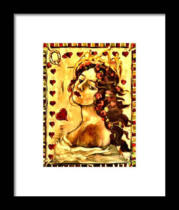 Queen Framed Print featuring the painting Queen of Hearts by Carrie Joy Byrnes