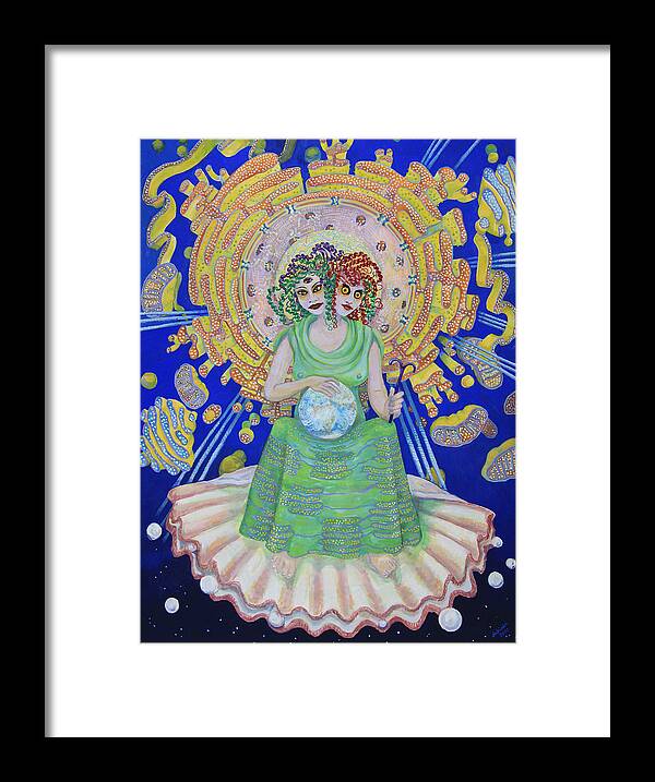 Cell Membranes Framed Print featuring the painting Queen of Membranes 2 by Shoshanah Dubiner