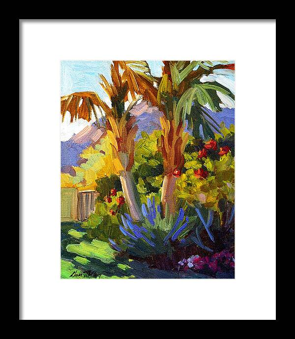 Queen Palms Framed Print featuring the painting Queen Palms by Diane McClary