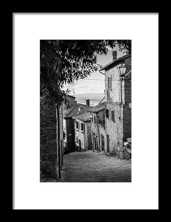 Tuscany Framed Print featuring the photograph Quiet Cortona Street by W Chris Fooshee