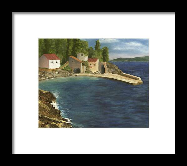 Seascapes Framed Print featuring the painting Quiet Cove by Deborah Butts