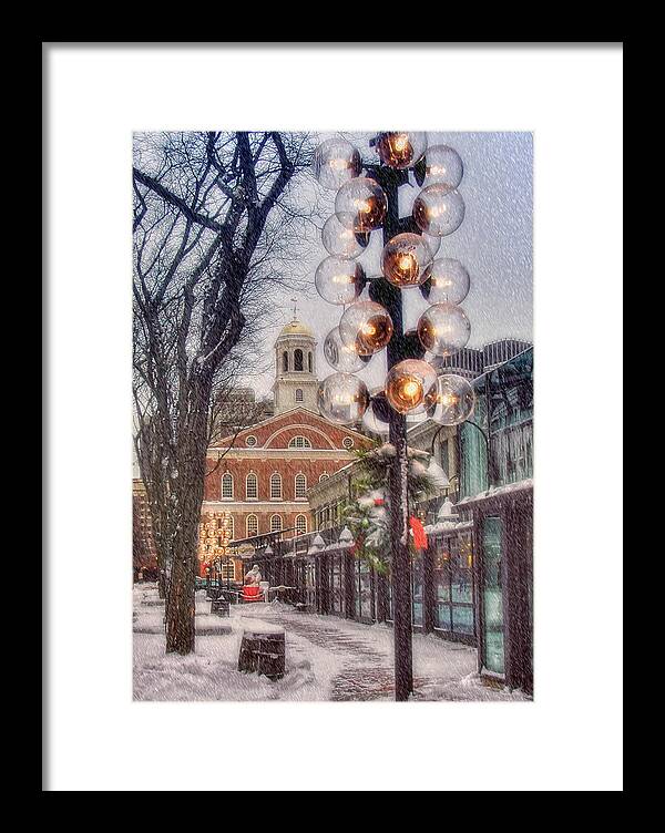 Faneuil Hall Christmas Cards Framed Print featuring the photograph Quincy Market Christmas 2 by Joann Vitali