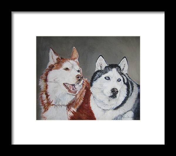 Husky Framed Print featuring the painting Quite The Pair by Renee Catherine Wittmann