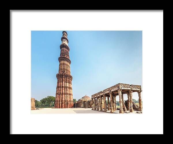 Arch Framed Print featuring the photograph Qutub Minar Qutb Minaret Tower Delhi by Mlenny
