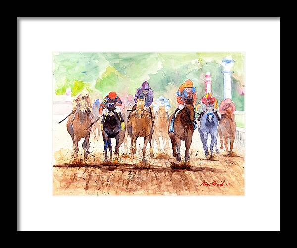 Landscape Framed Print featuring the painting Race Day by Max Good