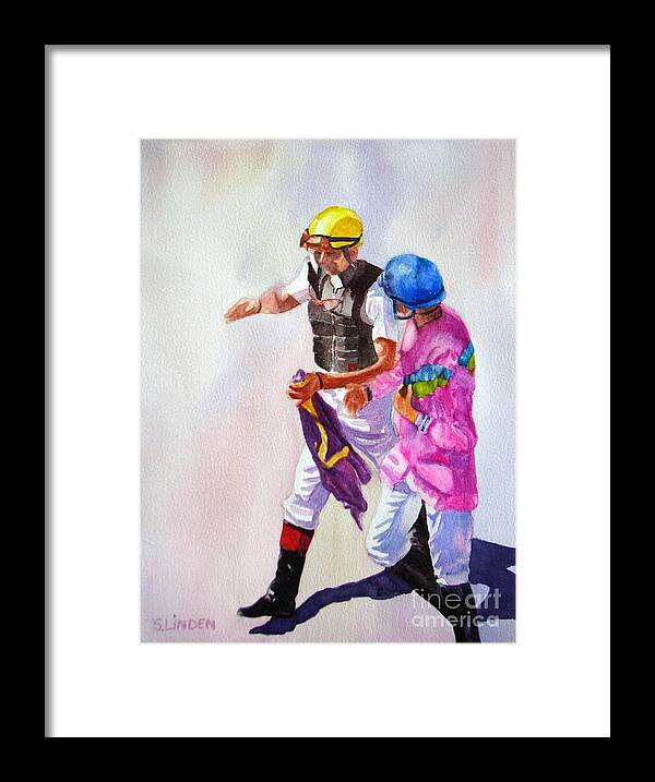 Jockeys Framed Print featuring the painting Race Rehash by Sandy Linden