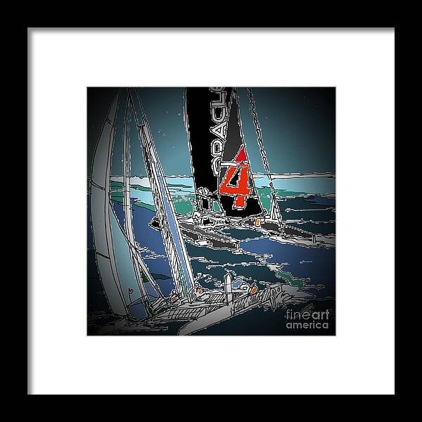 American Cup Races Yachting Framed Print featuring the drawing Races 3 by Andrew Drozdowicz