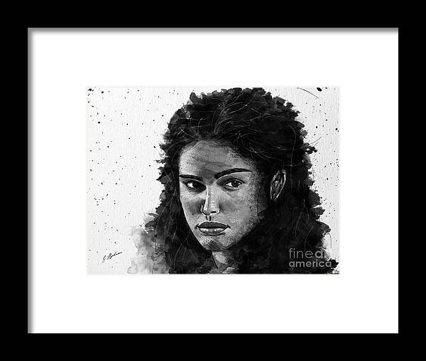 Girl Face Framed Print featuring the drawing Rachel In Waiting by Gary Bodnar