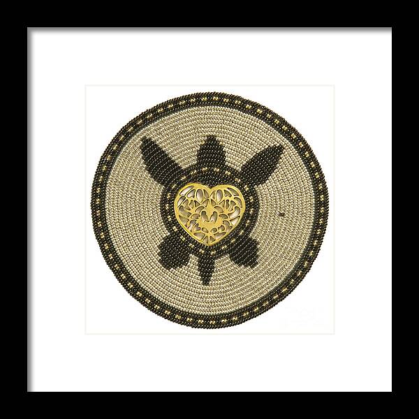 Turtle Framed Print featuring the mixed media Golden Heart by Douglas Limon