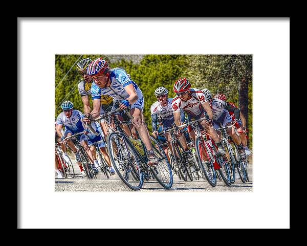 Bikers Framed Print featuring the digital art Racing to Live by Linda Unger