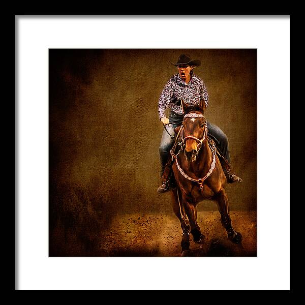 Female Barrel Racer Framed Print featuring the photograph Racing to Win by Eleanor Abramson