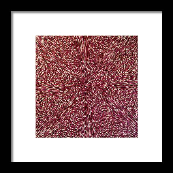 Radiation Framed Print featuring the painting Radiation with Brown Magenta and Violet by Dean Triolo