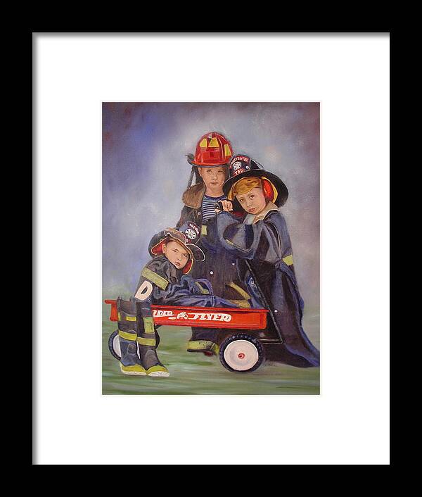 Portrait Framed Print featuring the painting Radio Flyer by Sharon Schultz