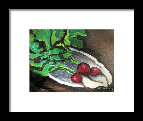 Radishes Framed Print featuring the painting Radishes by Gretchen Allen