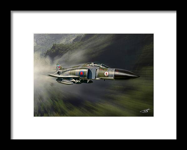 Aviation Art Mcdonnell Douglas F-4m Phantom Ii Jet Fighter Bomber Royal Air Force Framed Print featuring the digital art RAF Phantom by Peter Van Stigt