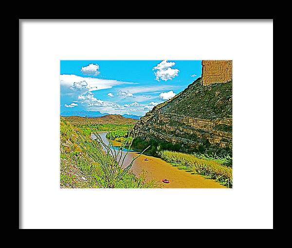 Rafting In Santa Elena Canyon Framed Print featuring the photograph Rafting in Santa Elena Canyon in Big Bend National Park-Texas by Ruth Hager
