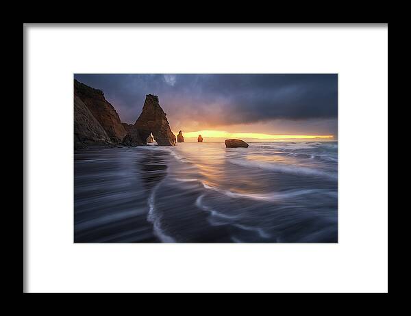 Seascape Framed Print featuring the photograph Raging Tide by Tim Fan