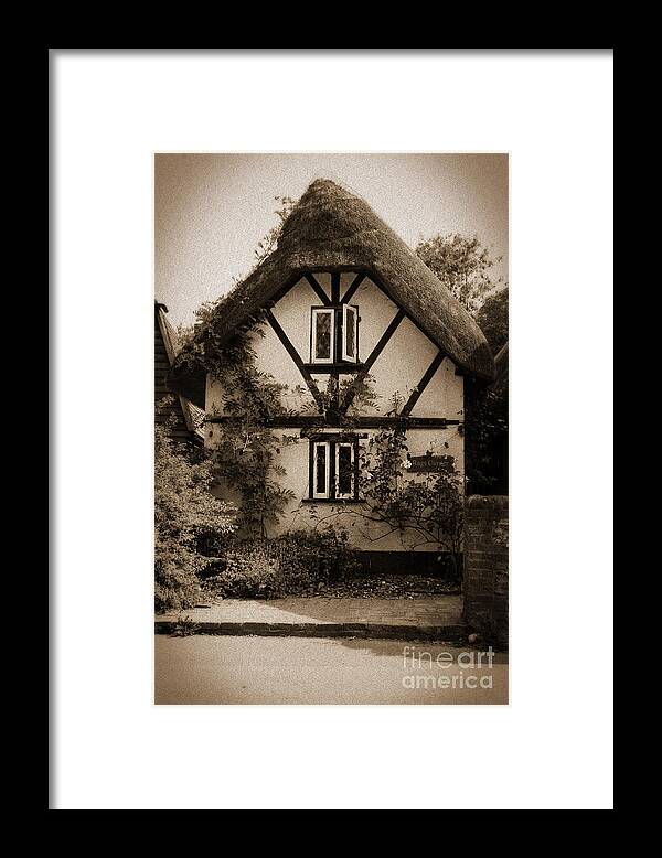 Rags Cottage Framed Print featuring the photograph Rags Corner Cottage Nether Wallop Olde Sepia by Terri Waters
