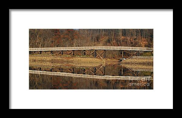 Rails To Trails Framed Print featuring the photograph Rail trail at Cheat Lake by Dan Friend