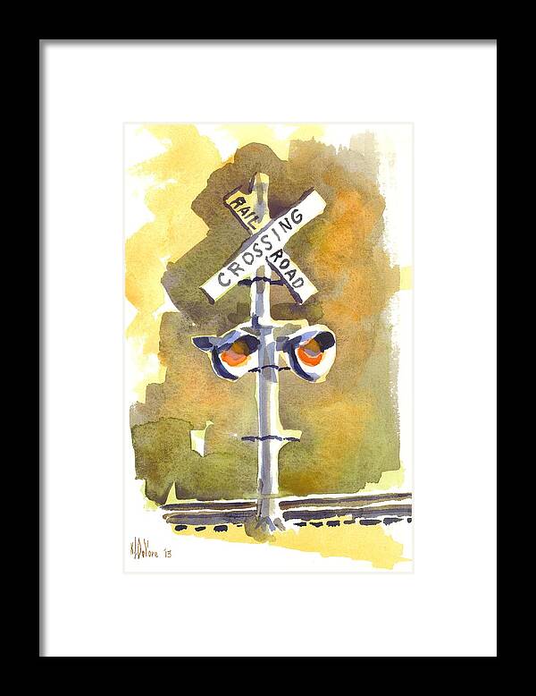 Railroad Crossing In Arcadia Framed Print featuring the painting Railroad Crossing in Arcadia by Kip DeVore