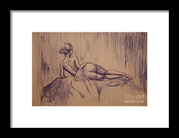  Framed Print featuring the drawing Rain by Jim Fronapfel