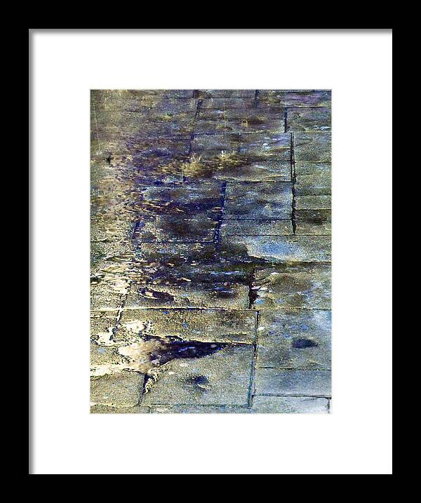 Summer Framed Print featuring the photograph Rain - Sidewalk - Reflection 3 by Laurie Tsemak